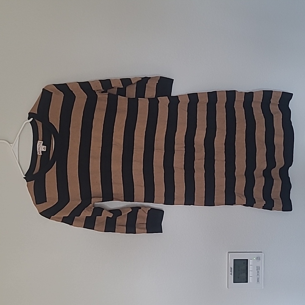 Merona black and tan striped dress medium